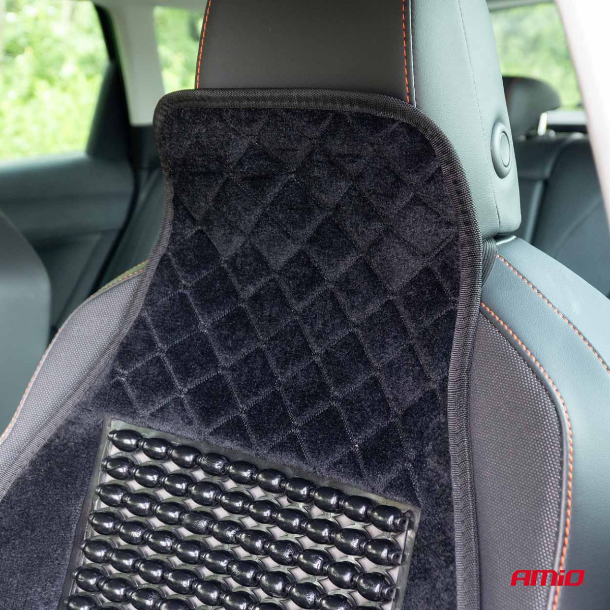 Beaded car seat mat CSM-16, 45x120 cm - black