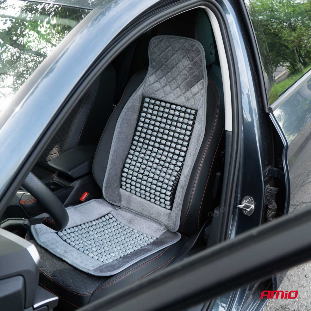 Car seat mat with beads CSM-17, 45x120 cm - gray 