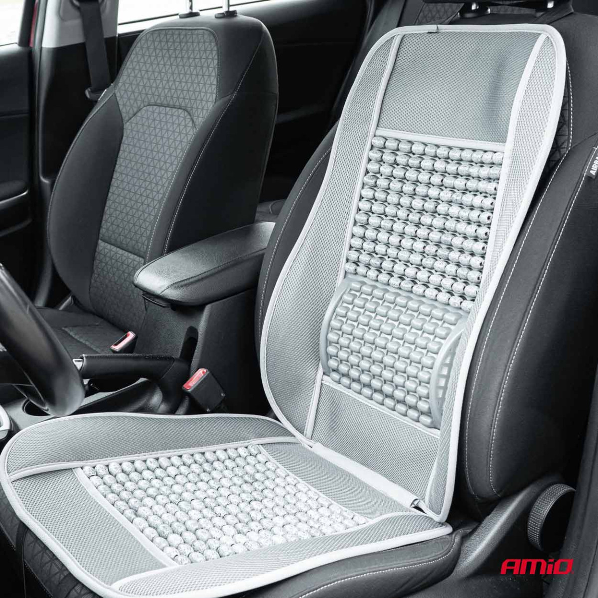 Car seat mat with beads 110 x 46 cm - gray