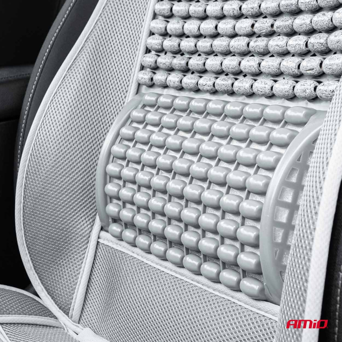 Car seat mat with beads 110 x 46 cm - gray