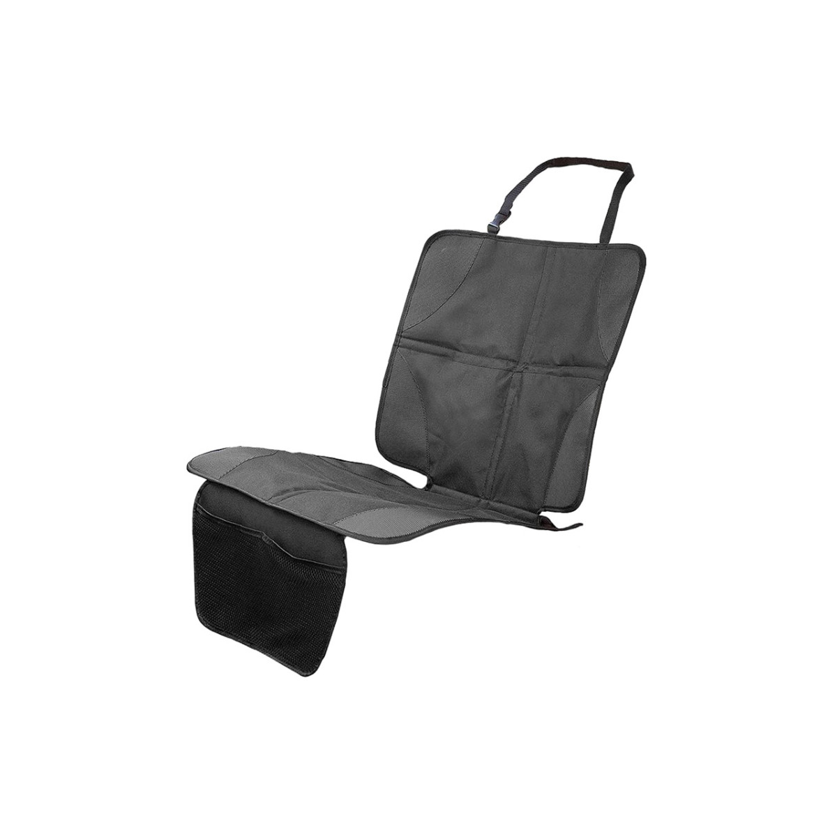 Seat protector under child seat, with pocket