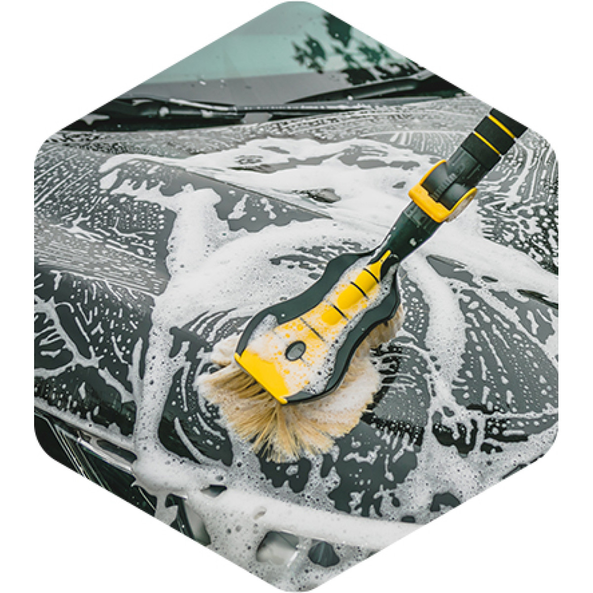 Car wash brush "Nice Touch" Premium with water spray nozzle, soft, black-blue, 54 cm