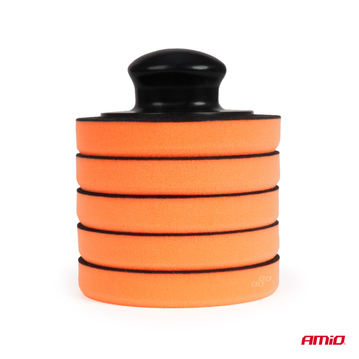 Car wax/polishing pad set with handle, 125 mm, 5 pcs., AMIO-02903