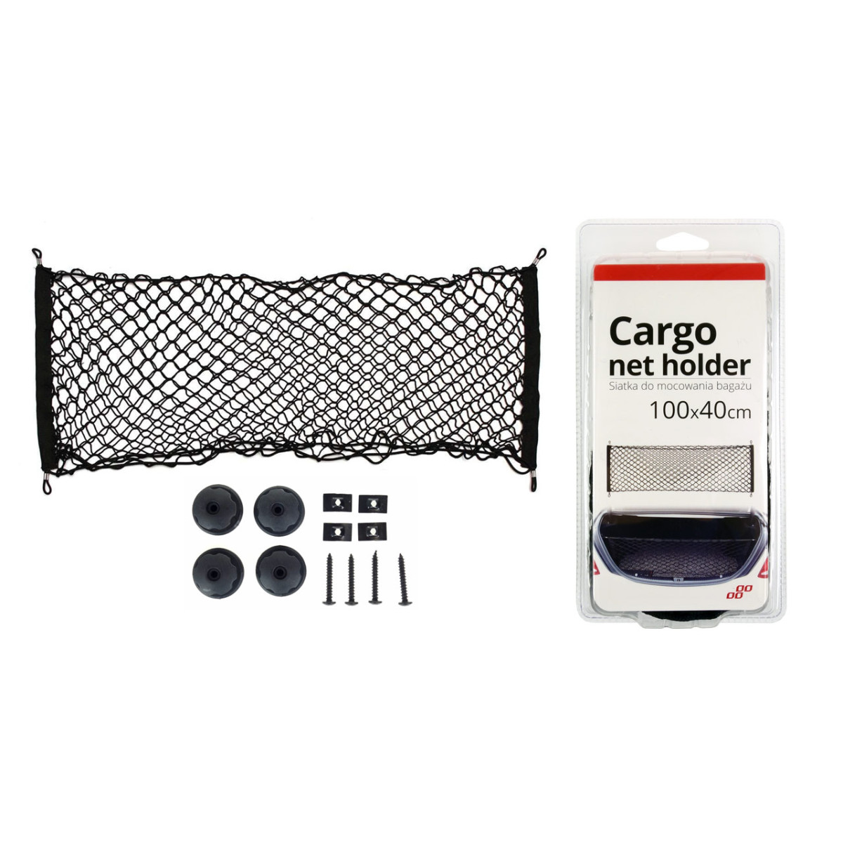 Luggage net with pocket and holders 100×40 cm, AMIO-02148