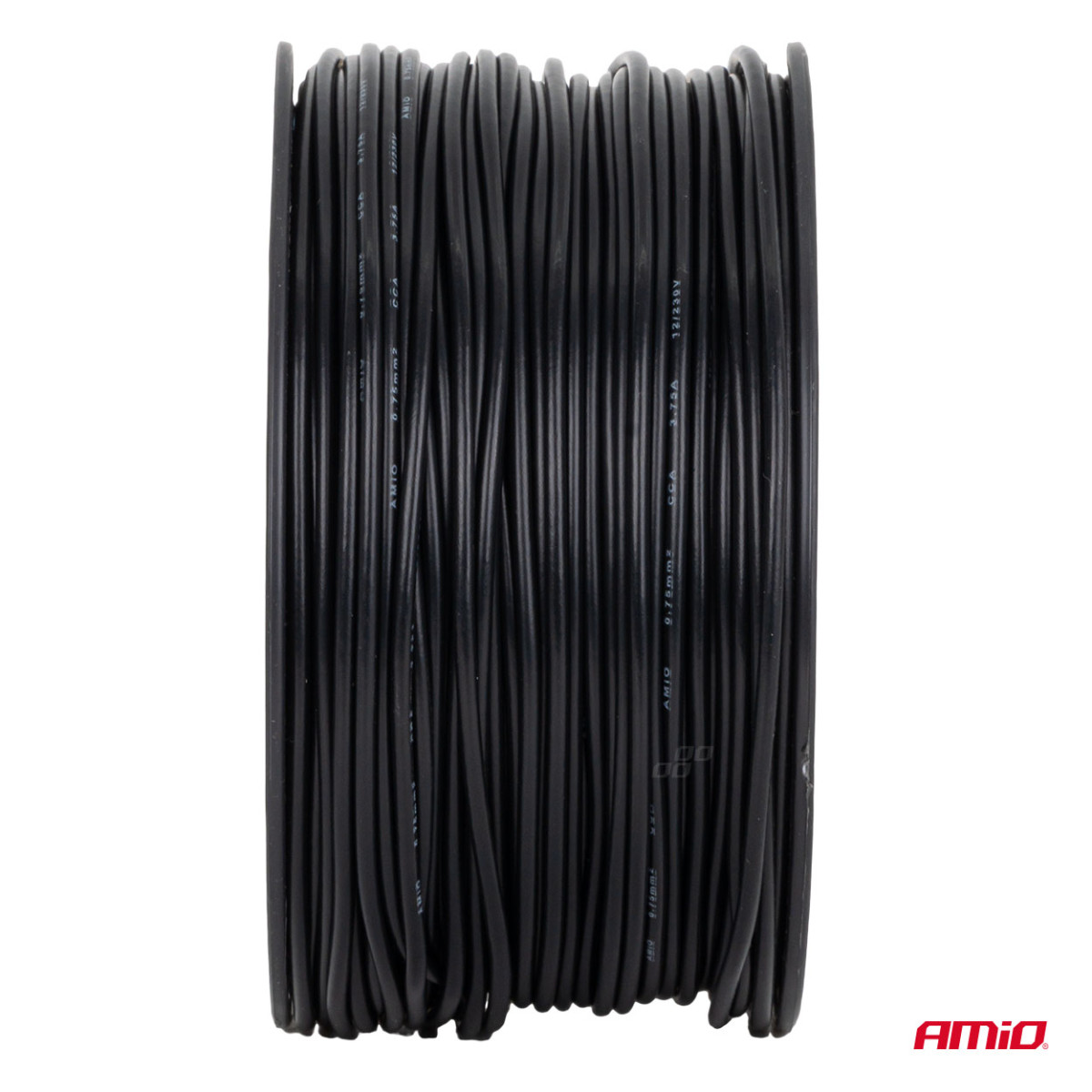 Single core CCA cable, black, 1x0.75 mm² 100 m 12/230V AMIO-04453