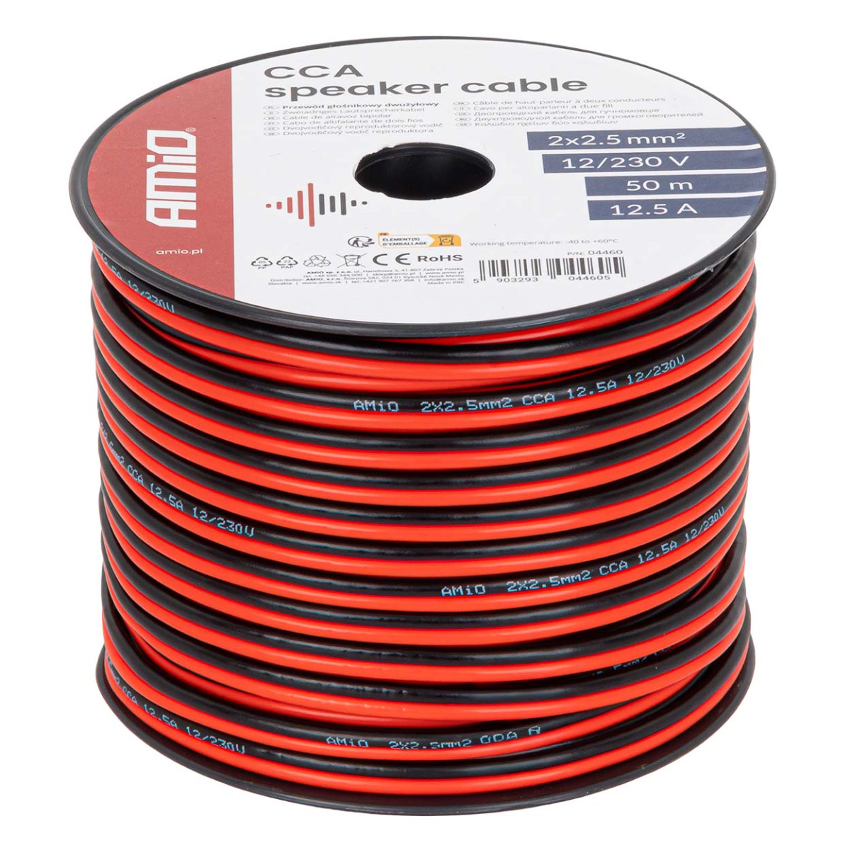 Two-core CCA cable, 2x2.5mm² 50m 12.5A AMIO-04460