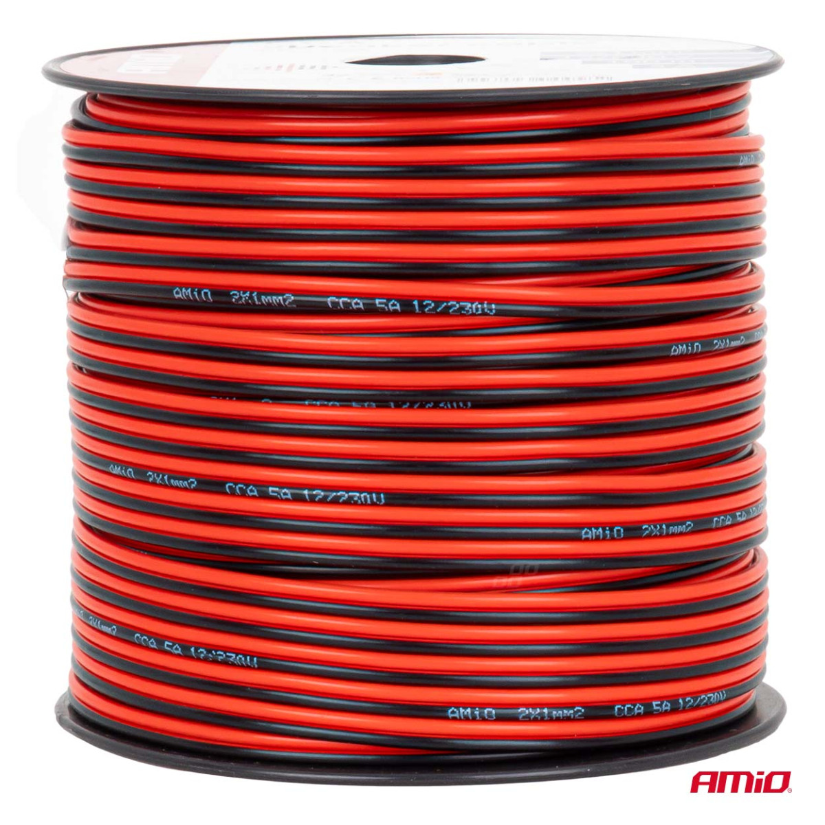 Two-core CCA cable, 2x1mm² 100m 5A AMIO-04458