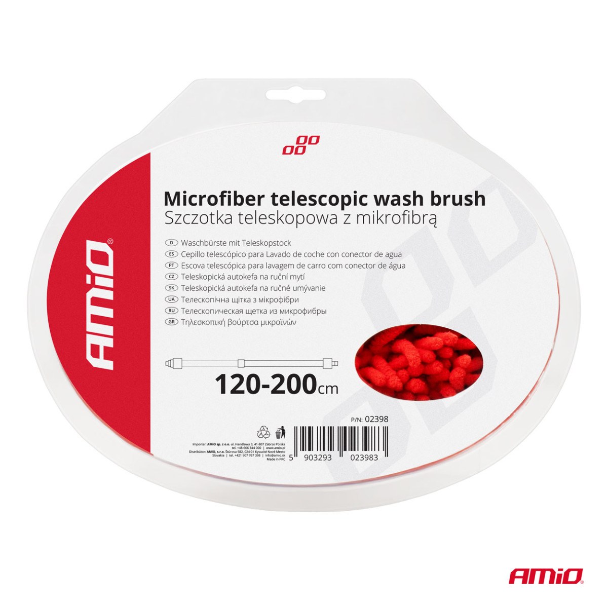 Telescopic brush with water connection, Chenille 120-200cm AMIO-02398