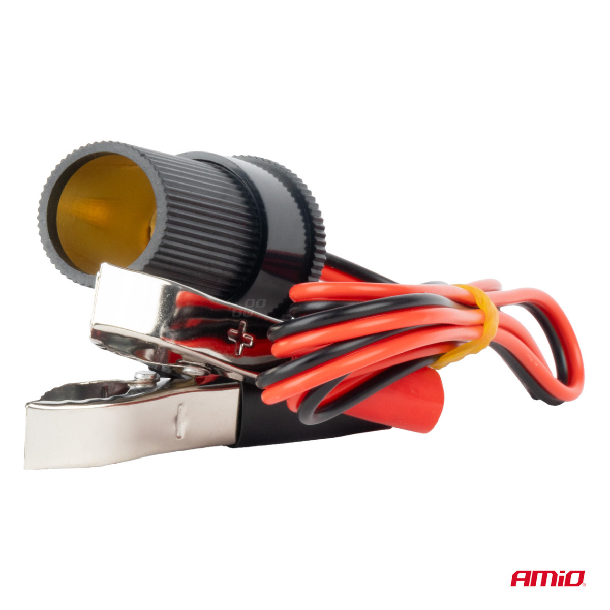 Car power socket adapter with crocodile clips 12/24V 100 cm, AMIO-03804