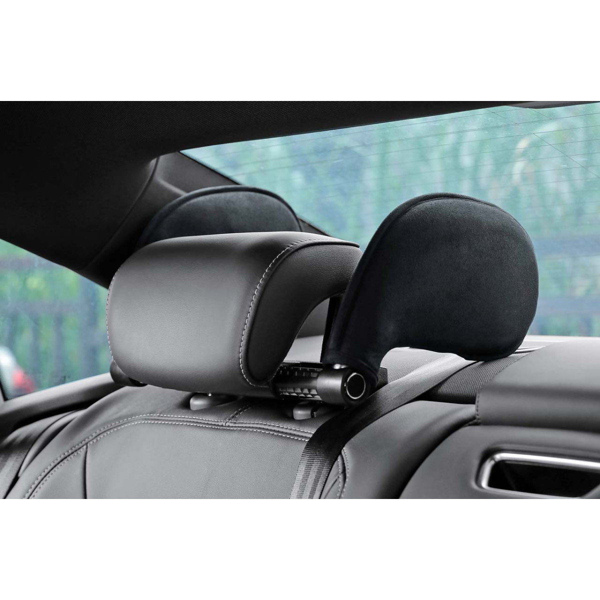 Car sleep headrest, black, made of fabric AMIO-02558