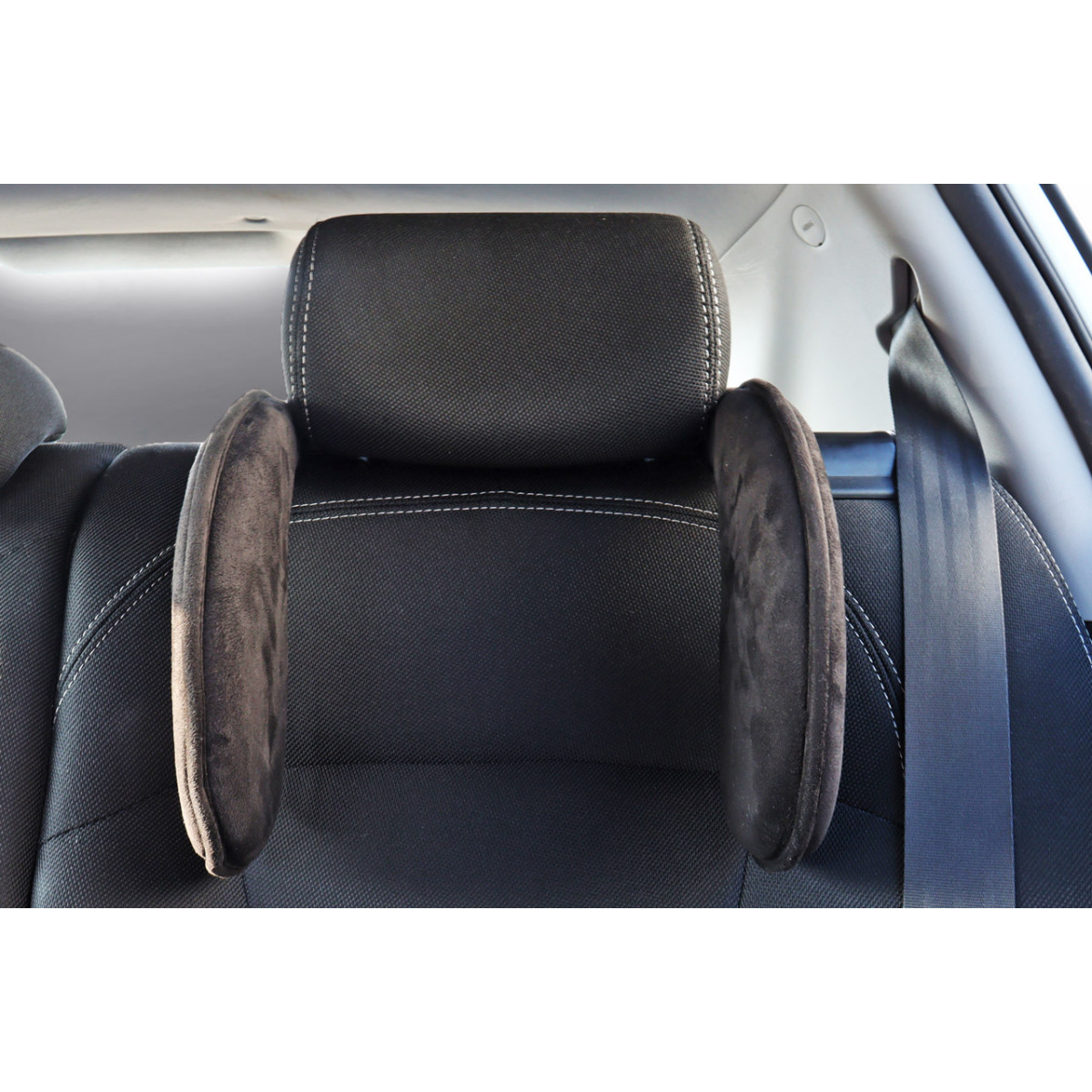 Car sleep headrest, black, made of fabric AMIO-02558