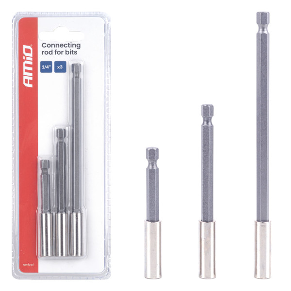 Bit holder set for screwdriver, 1/4", 3 pcs., AMIO-04934 Bit holder set for screwdriver, 1/4", 3 pcs., AMIO-04934
