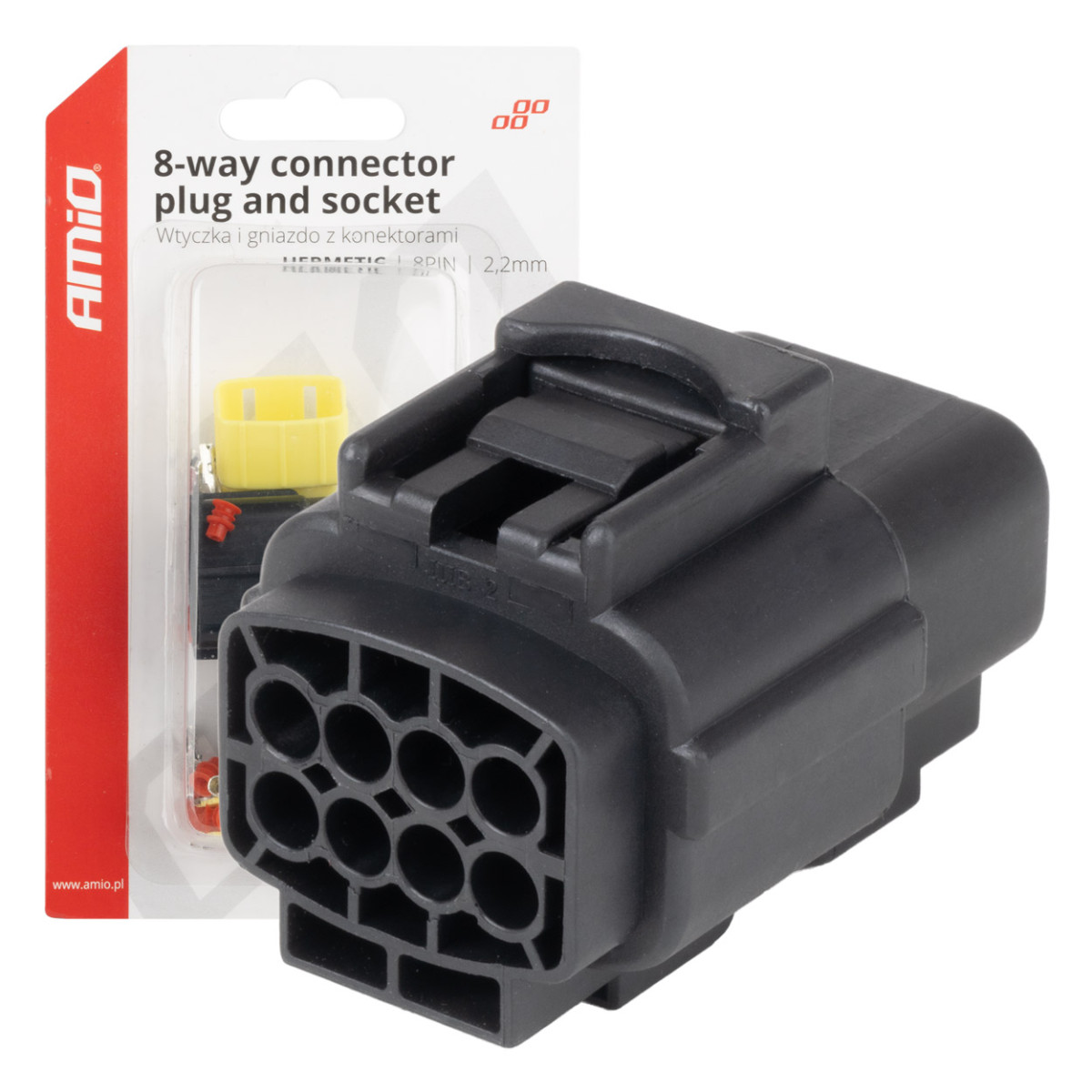 Waterproof 8-pin electrical connector, 2.2 mm AMIO-04350