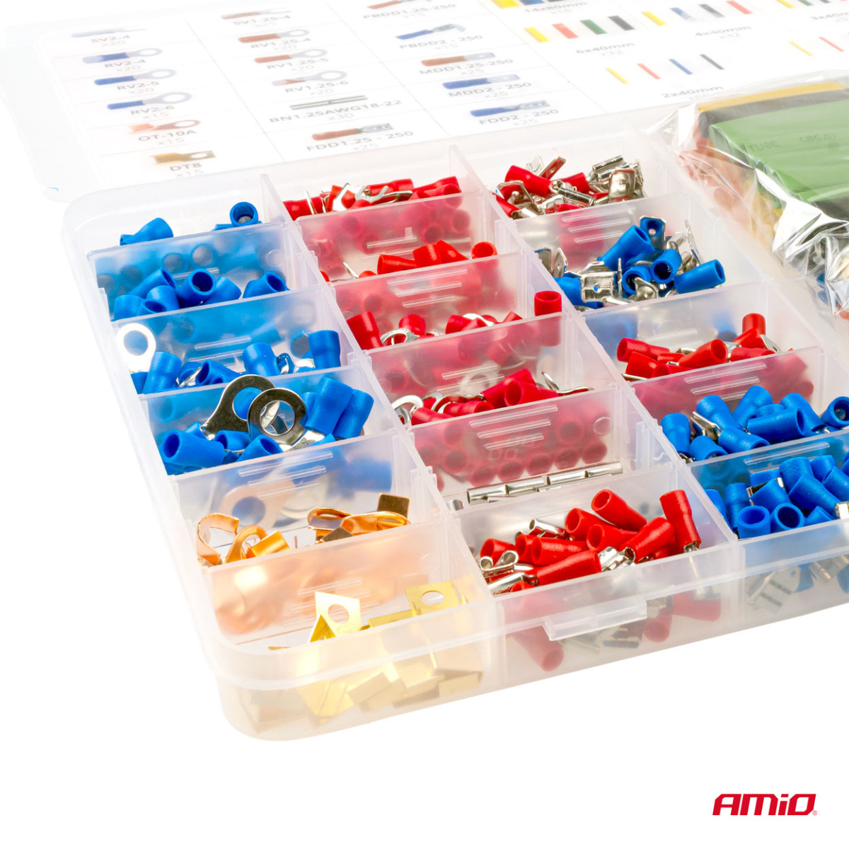 Automotive connectors and heat shrink tubing set 678 pcs., AMIO-03031