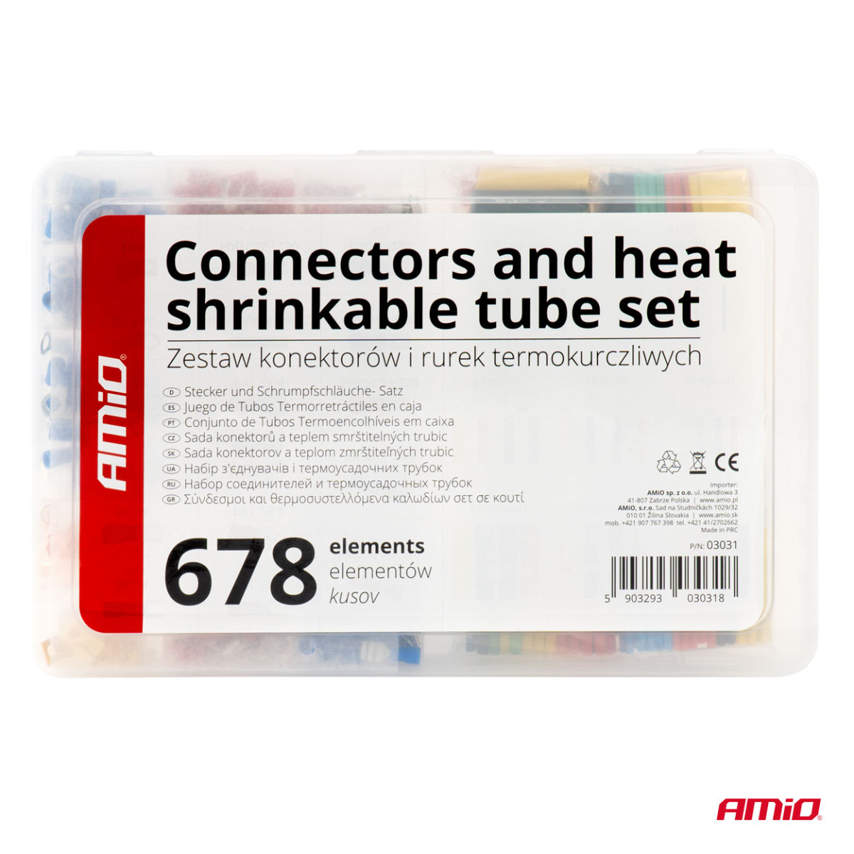 Automotive connectors and heat shrink tubing set 678 pcs., AMIO-03031