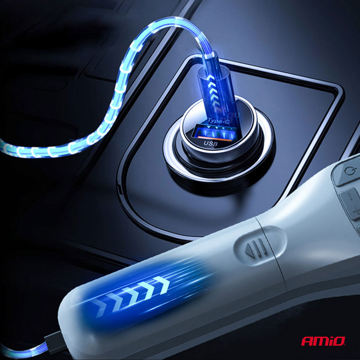 Wireless car compressor 40W with powerbank AMIO-03689