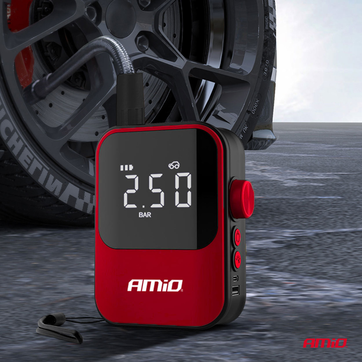 Wireless car compressor 40W with powerbank AMIO-03690