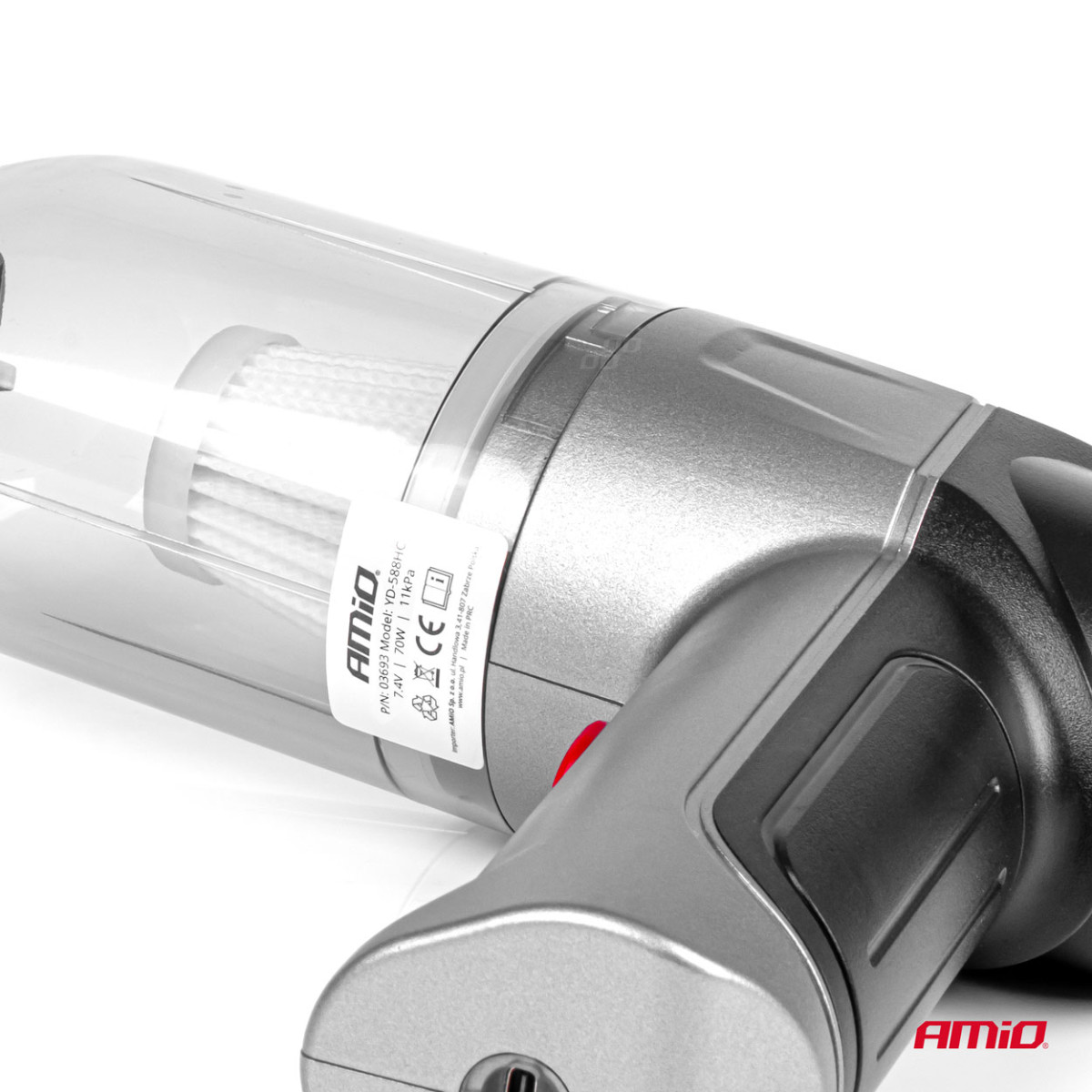 Cordless car vacuum cleaner 70 W, 4000 mAh, with HEPA filter, 11 kPa AMiO-03693
