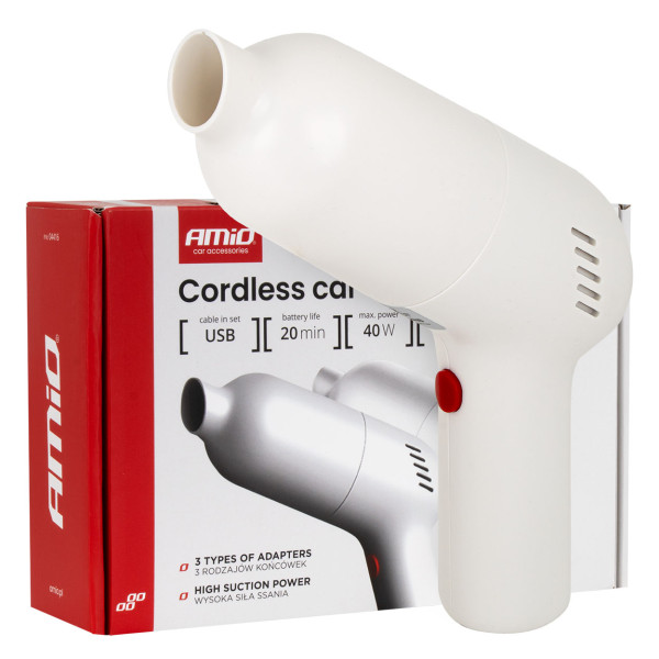 Cordless car vacuum cleaner 40 W, 4.5 kPa, USB-C, with HEPA filter, VC-07 AMIO-04415 Cordless car vacuum cleaner 40 W, 4.5 kPa, USB-C, with HEPA filter, VC-07 AMIO-04415