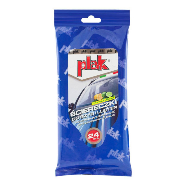 PLAK glass wipes, 24 pcs., lemon scent