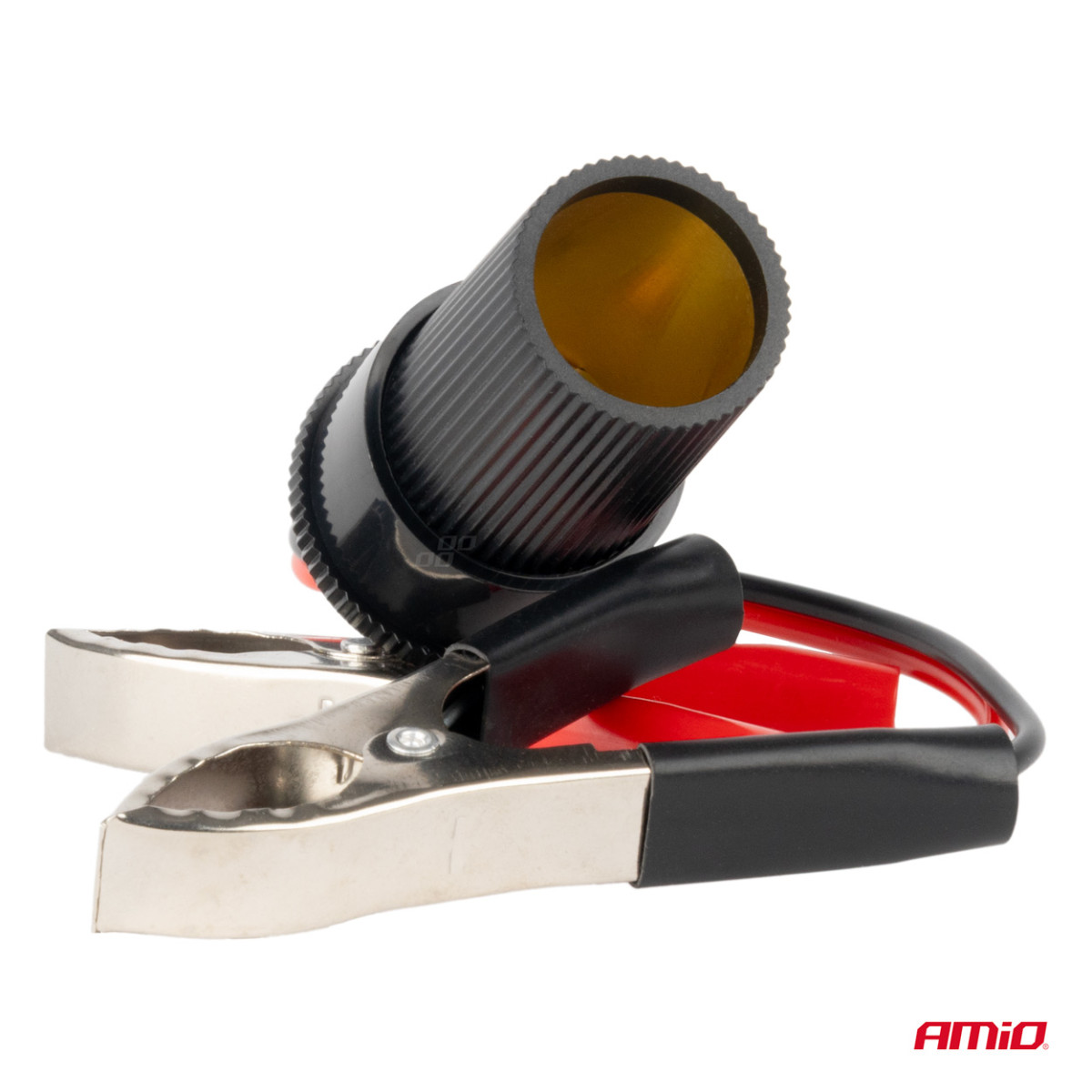 Cigarette lighter adapter 12V/24V, crocodile type, 15 cm AMIO-03803