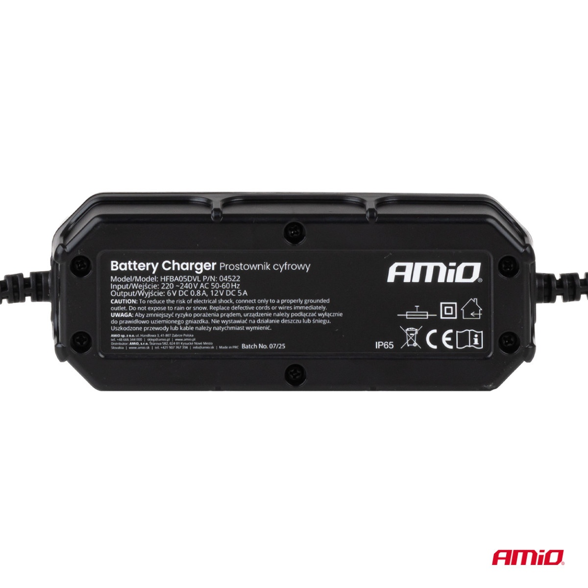 Digital battery charger LEAD ACID/STD/GEL/AGM/LiFePO4 5A 6/12V AMIO-04522