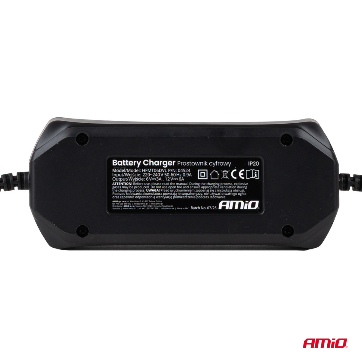 Digital battery charger STD/GEL/AGM/WET 6A 6/12V AMIO-04524