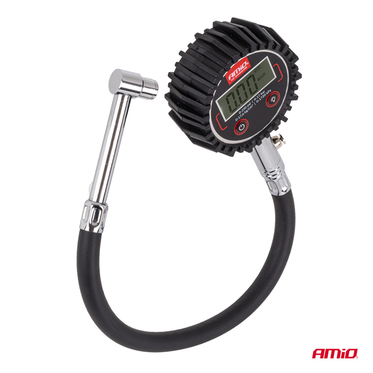 Digital pressure gauge with 30 cm hose and drain valve 17 bar AMIO-04465