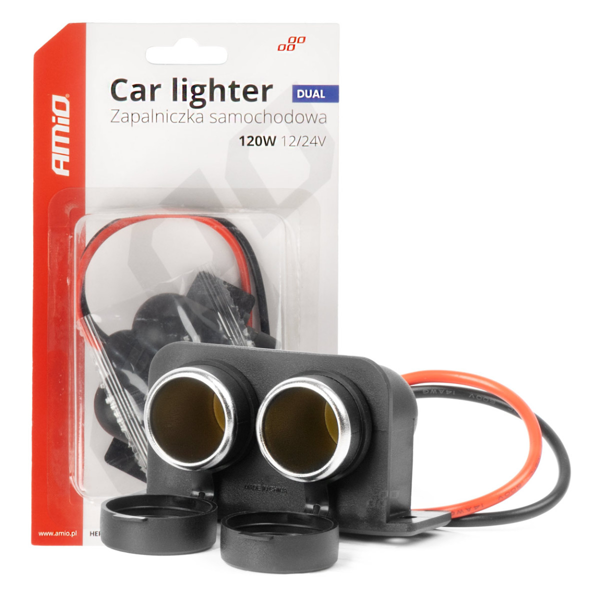 Double sealed car power socket 12/24V AMIO-04130