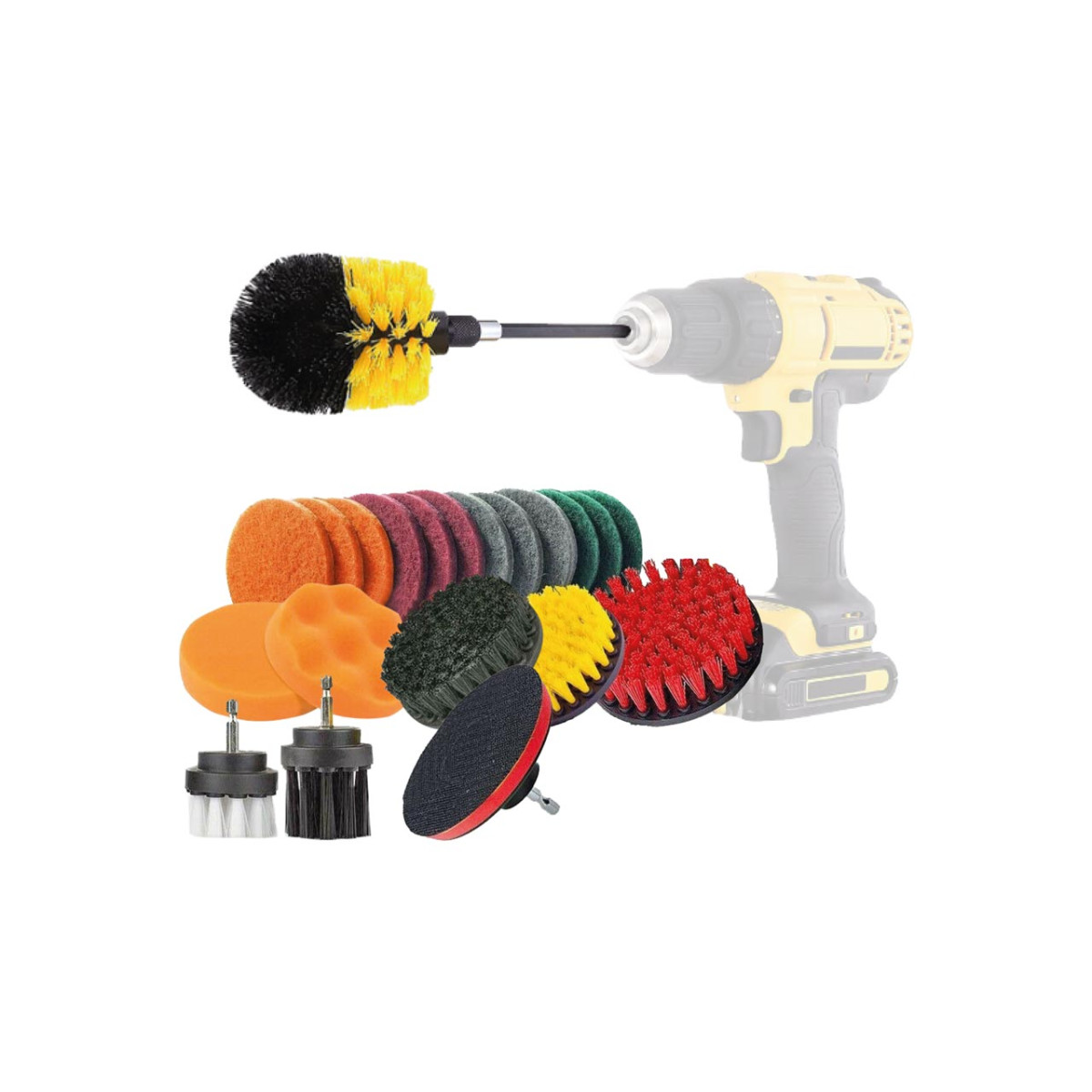 Brush set for drill/screwdriver, 22 pcs.