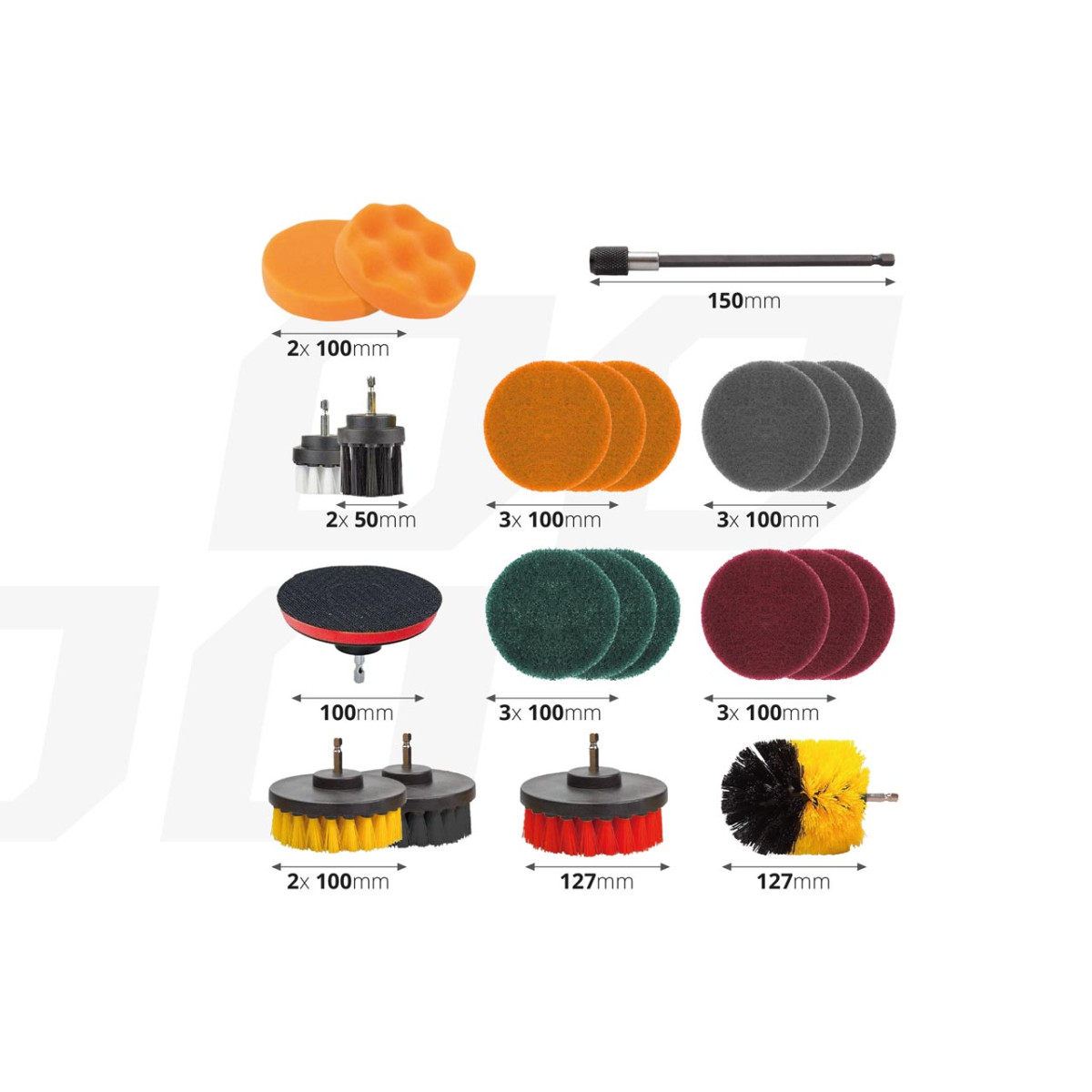 Brush set for drill/screwdriver, 22 pcs.