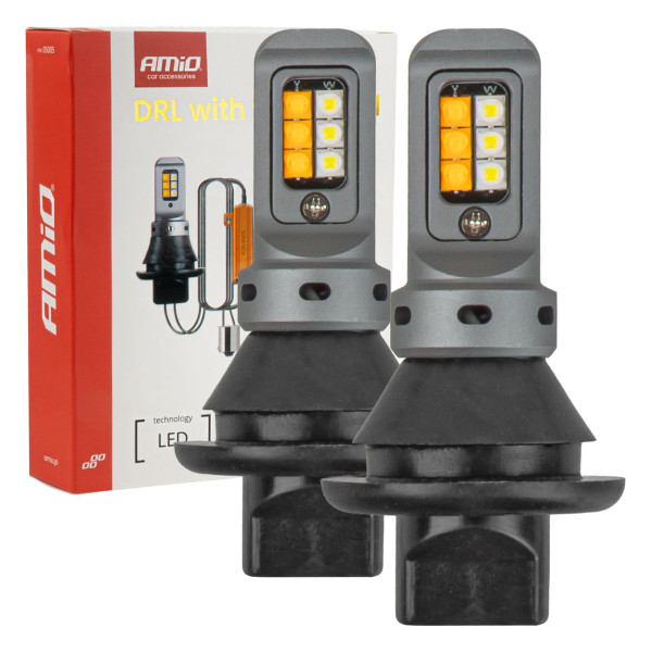 LED DRL daytime running lights and turn signals 2in1, 1156, CANBUS, 12/24 V, AMIO-05005