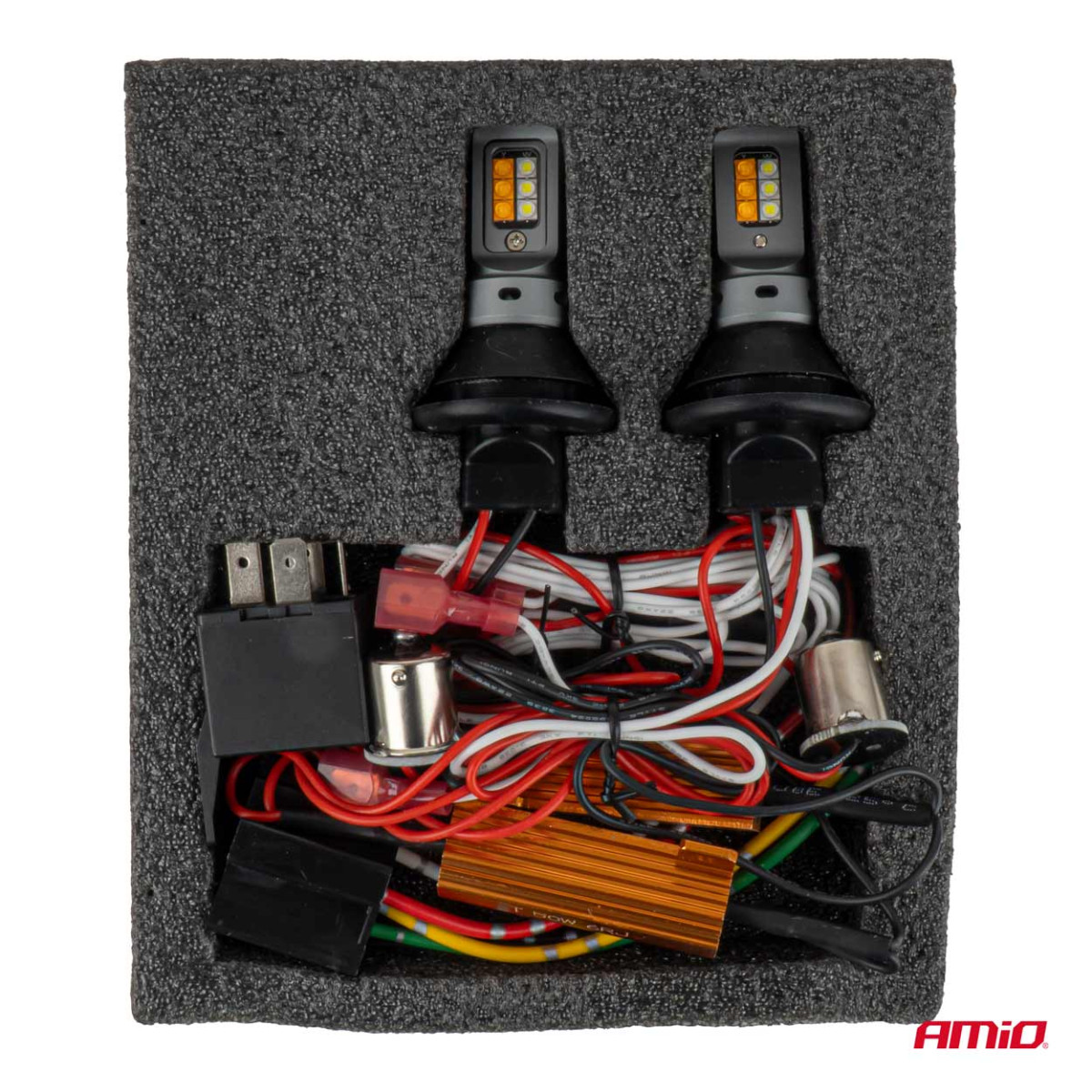 LED DRL daytime running lights and turn signals 2in1, 1156, CANBUS, 12/24 V, AMIO-05005