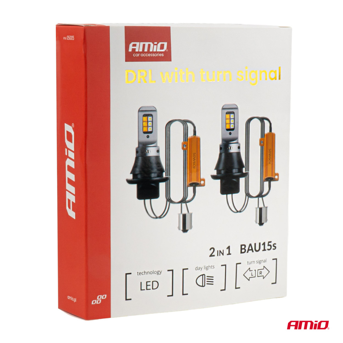LED DRL daytime running lights and turn signals 2in1, 1156, CANBUS, 12/24 V, AMIO-05005