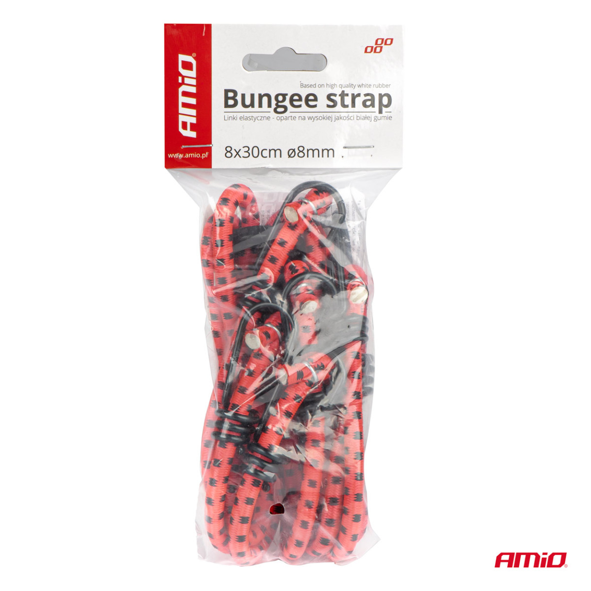 Elastic luggage strap, 8 prongs, 30 cm, Ø8 mm BSTRAP-01 AMIO-01146