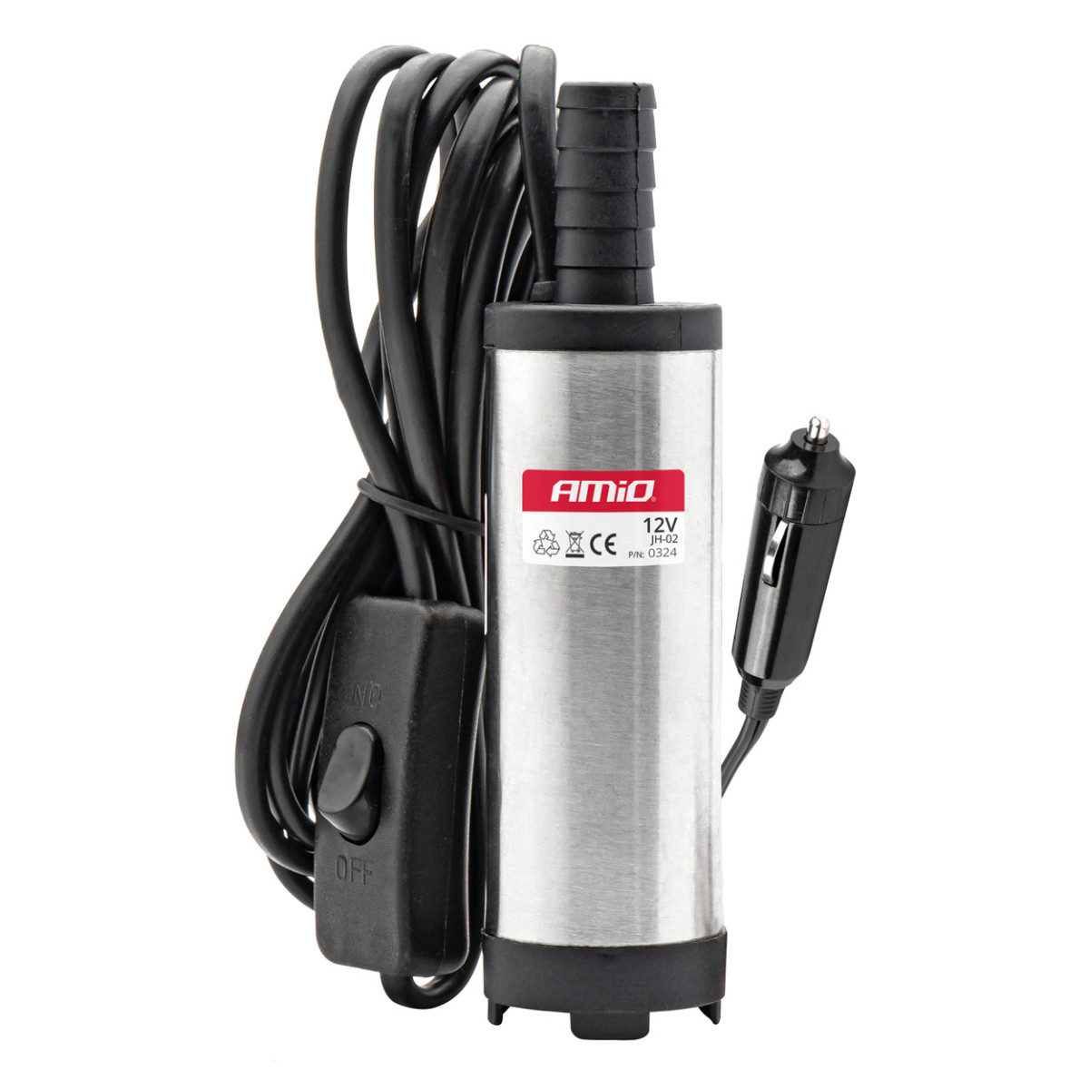 Submersible electric diesel fuel suction pump 38mm 12V with car ignition socket adapter AMIO-03242