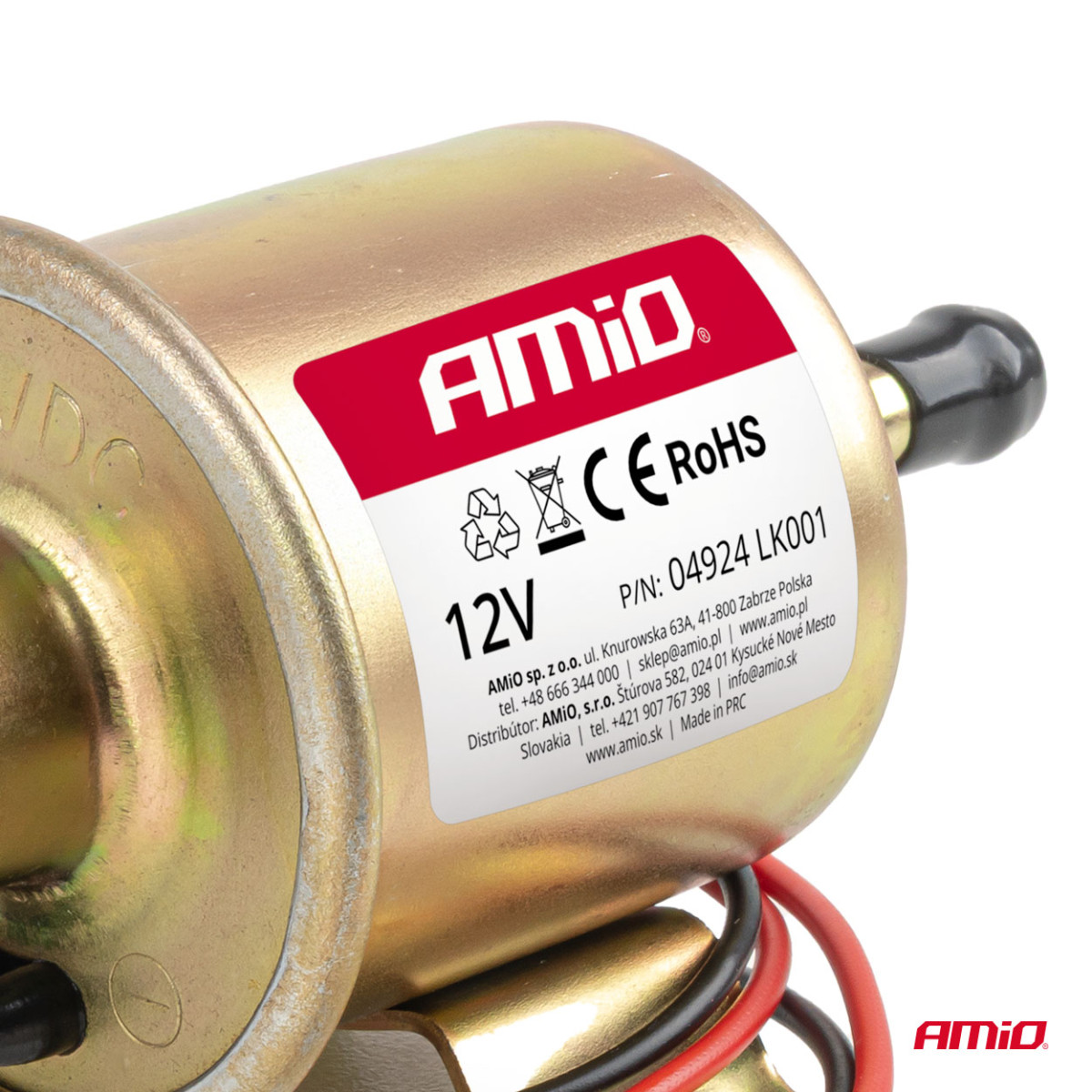 Electric fuel pump, 8 mm, 12 V AMIO-04924