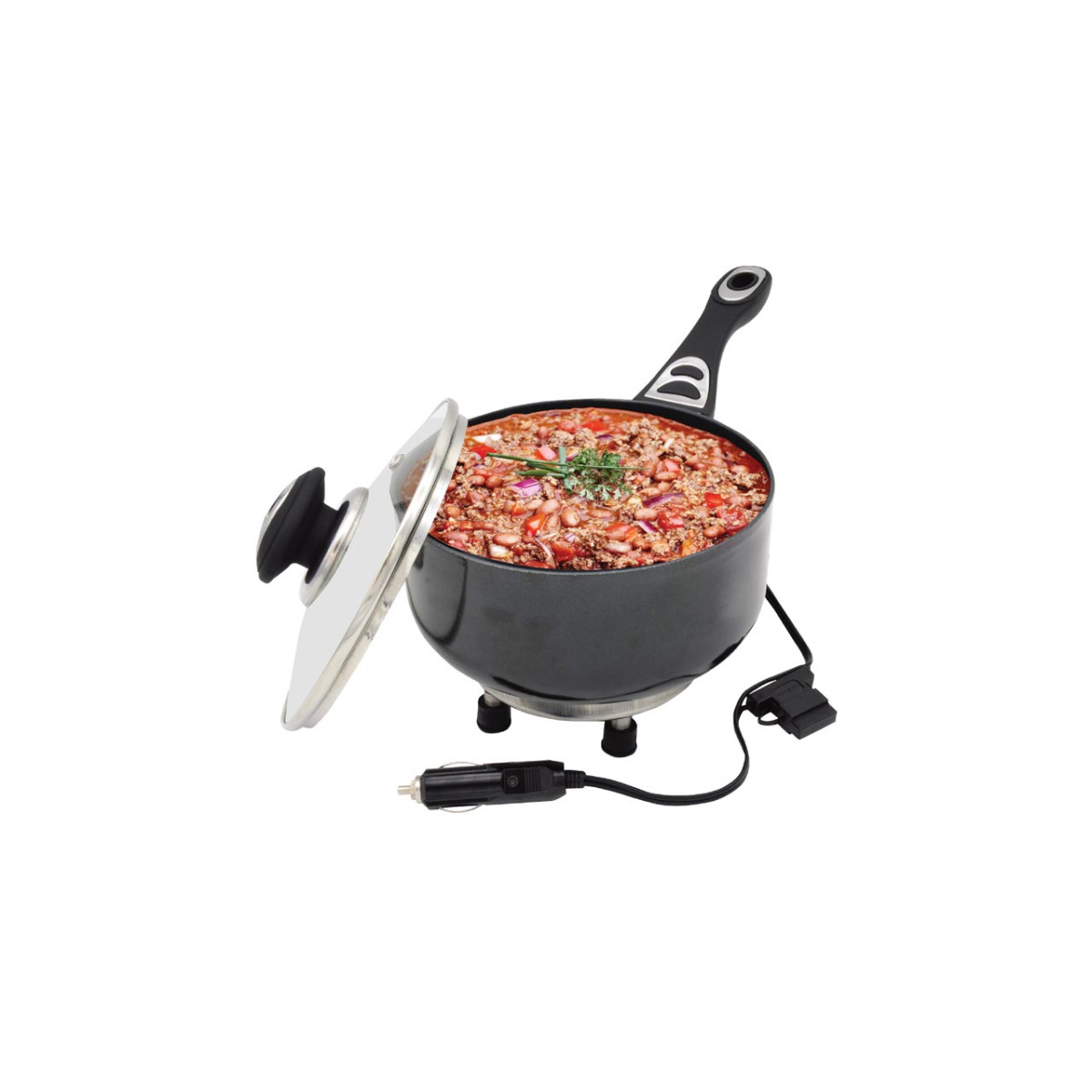Electric pot with lid for car, 18 cm x 8 cm 150W 12V, AMIO-02534