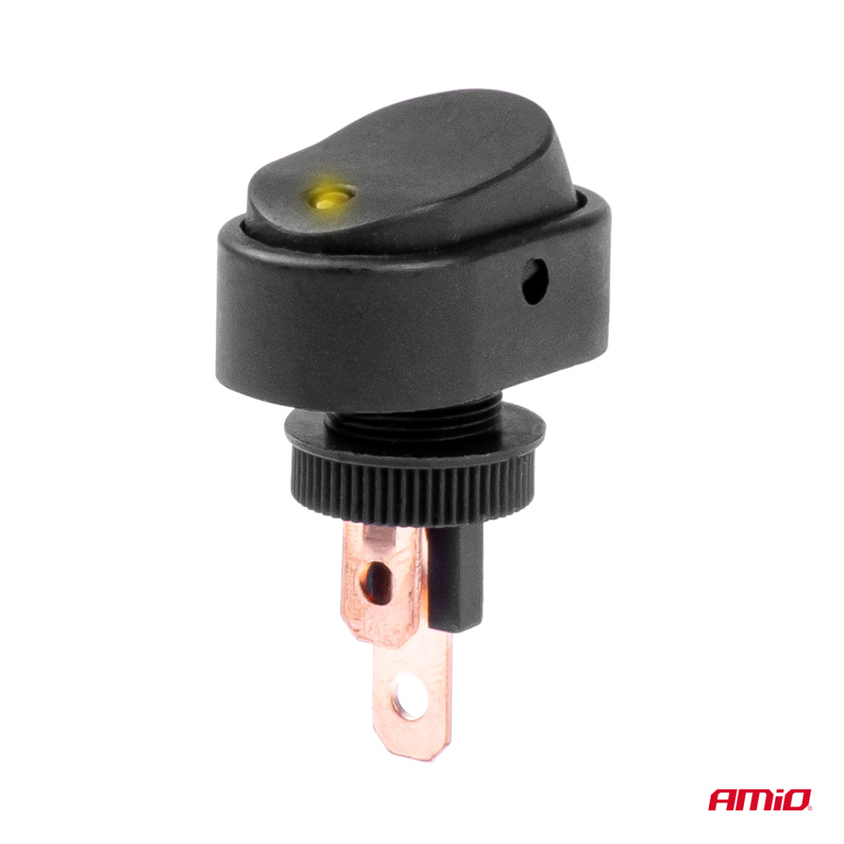 Elliptical switch with yellow illumination 12/24V max 30A ON/OFF AMIO-03088