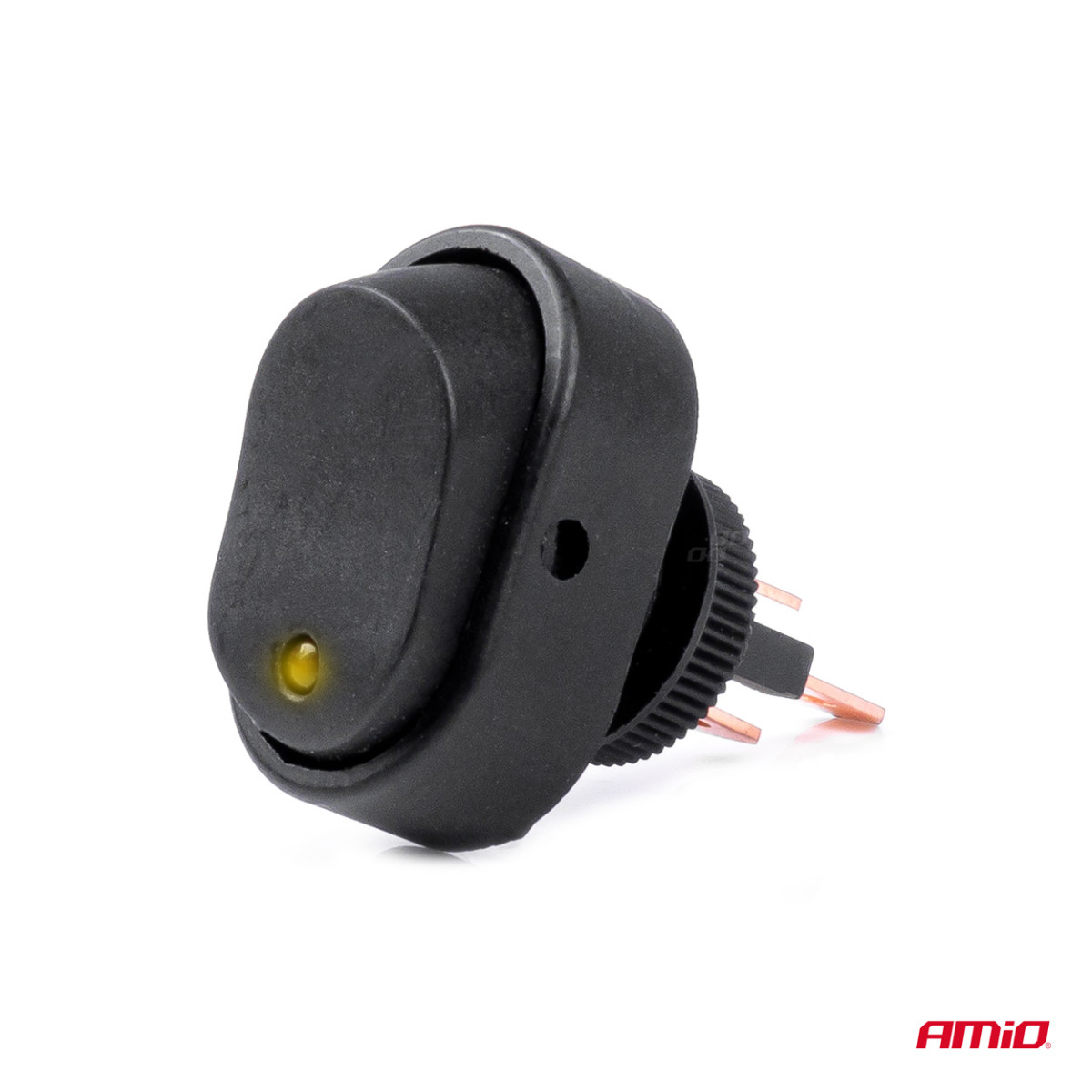Elliptical switch with yellow illumination 12/24V max 30A ON/OFF AMIO-03088