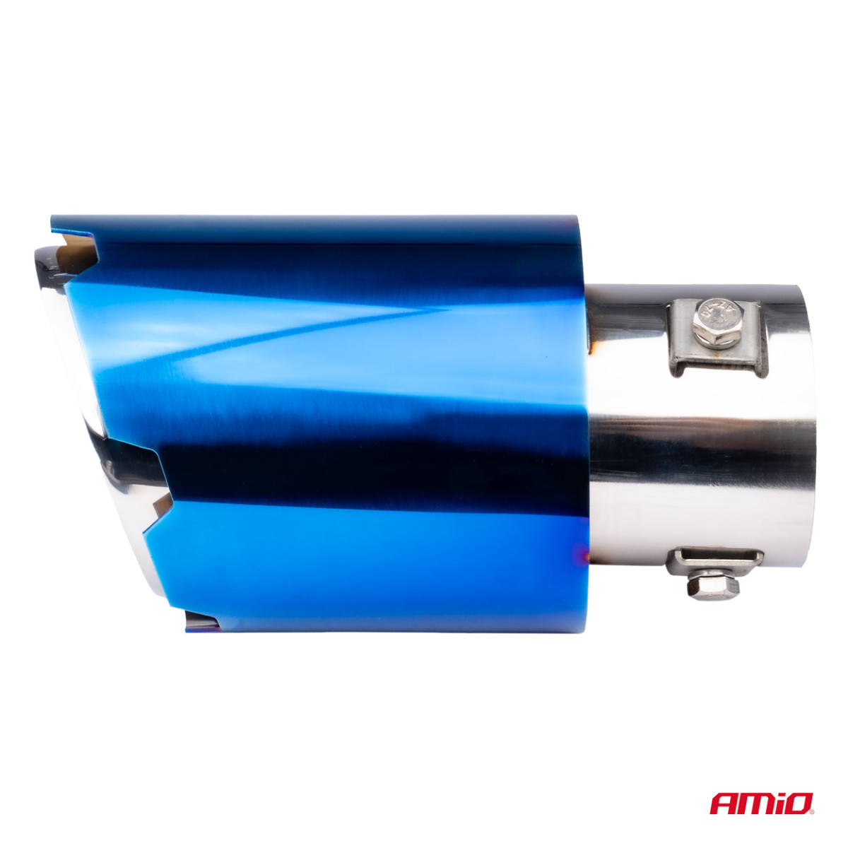 Muffler tip, stainless steel, blue AMiO-04066