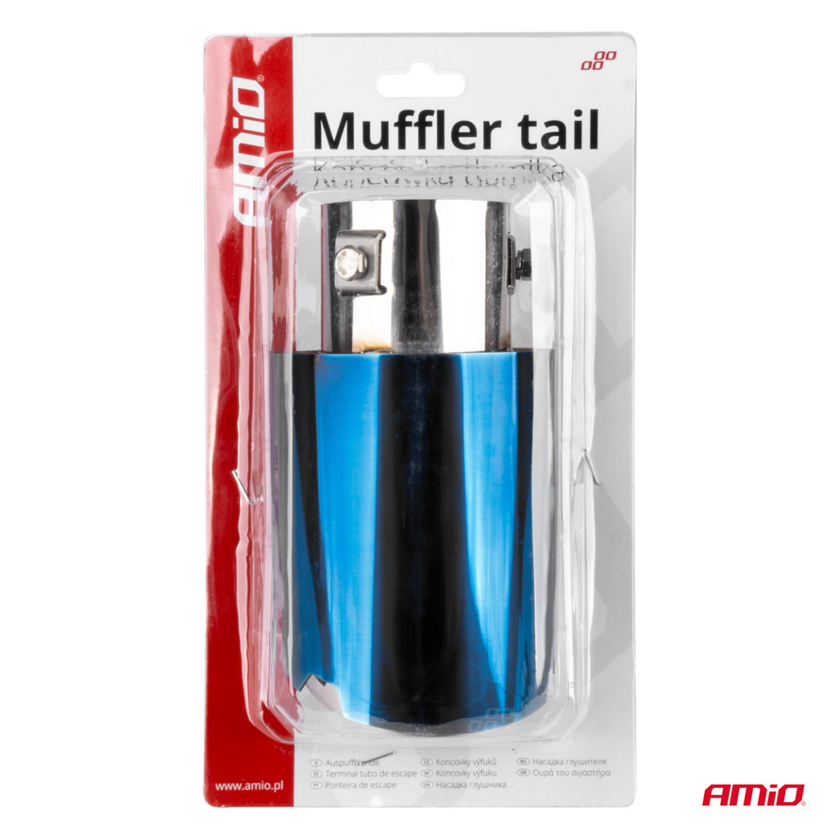 Muffler tip, stainless steel, blue AMiO-04066