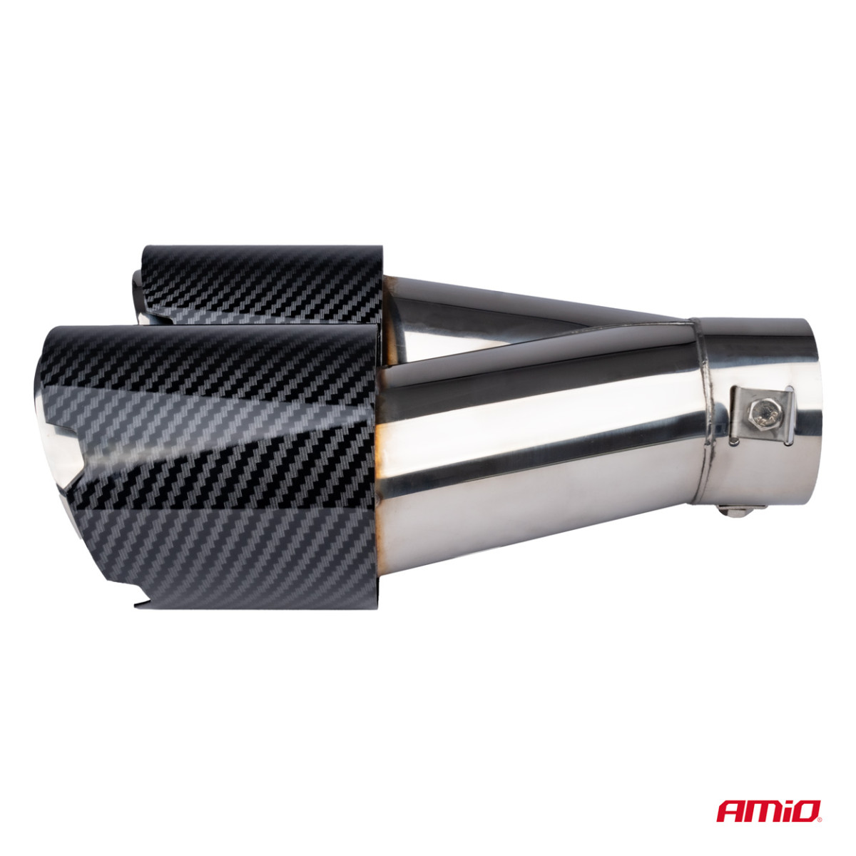 Muffler tip, stainless steel, carbon, double, left, AMiO‑04069