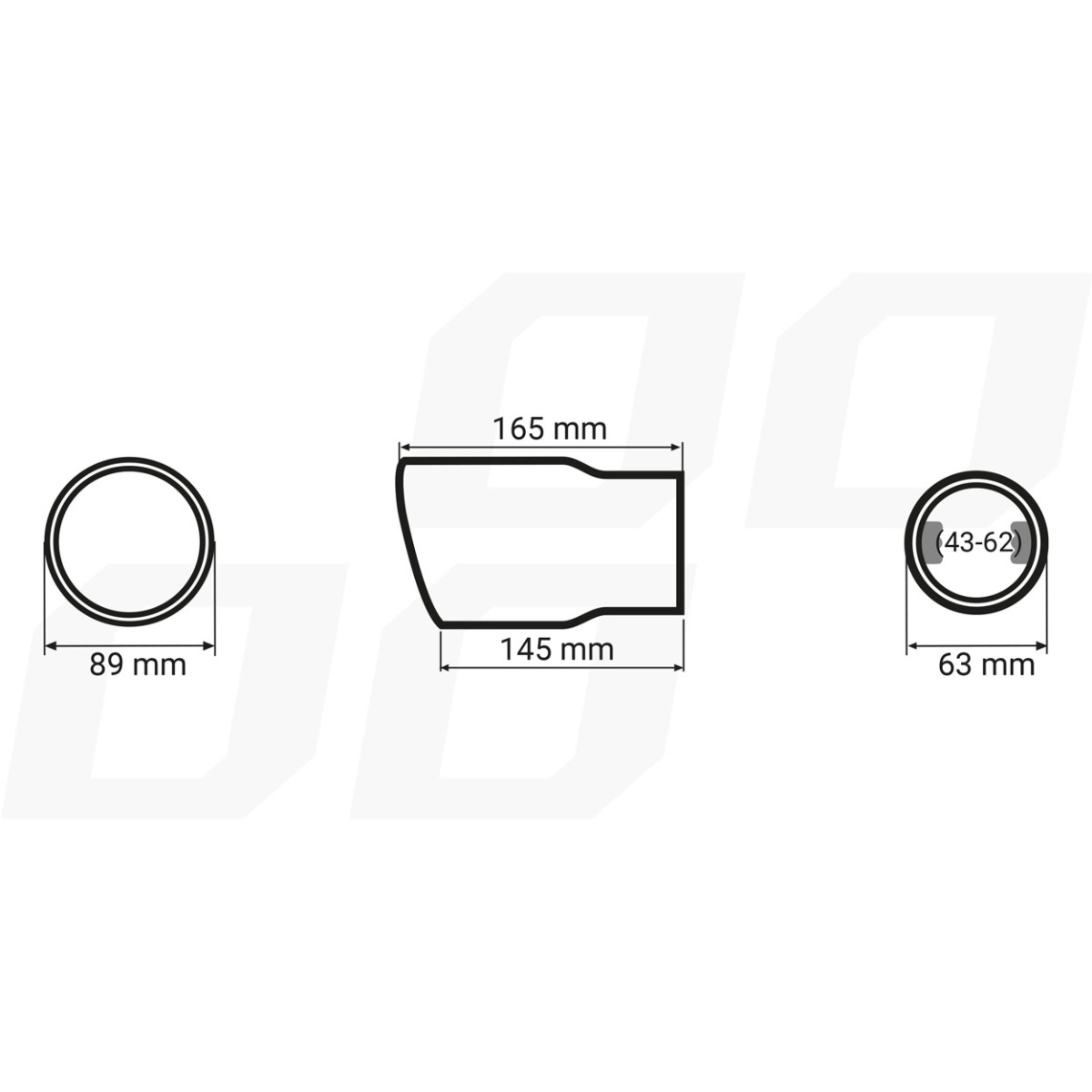 Muffler tip, stainless steel, chrome-plated AMiO-04060