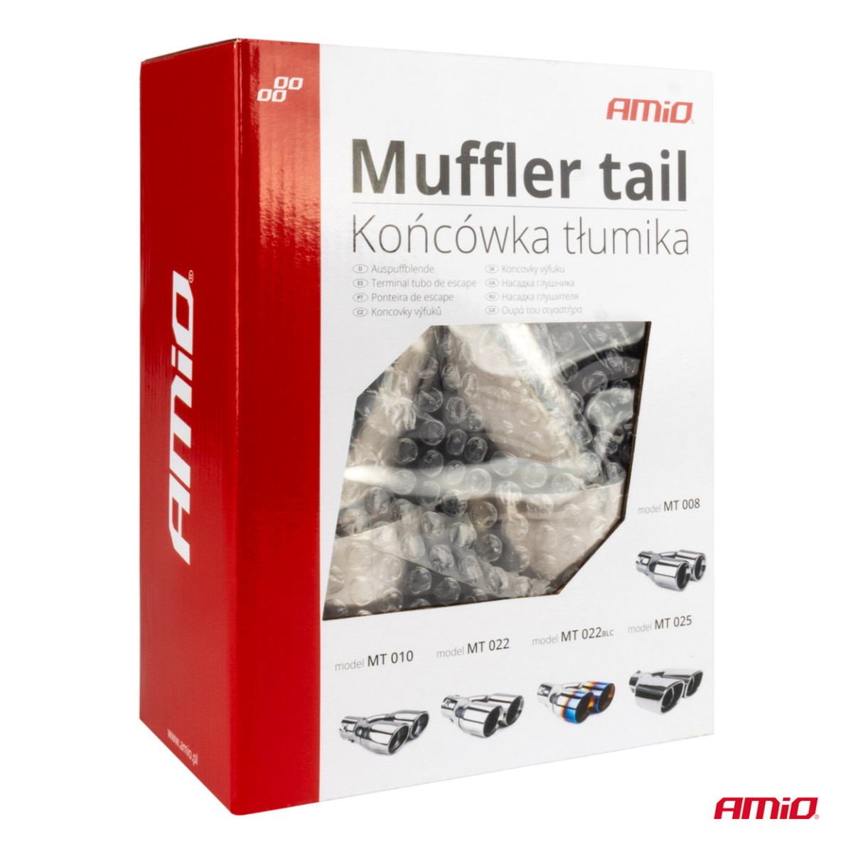 Muffler tip, stainless steel, chrome-plated, double, left AMiO-04067