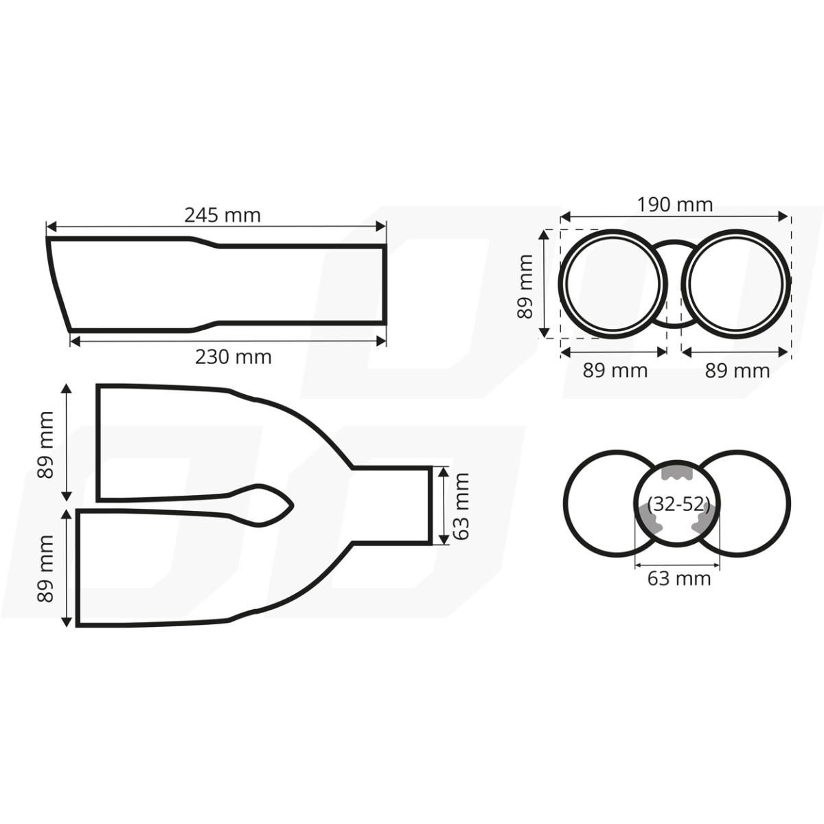 Muffler tip, stainless steel, chrome-plated, double, left AMiO-04067