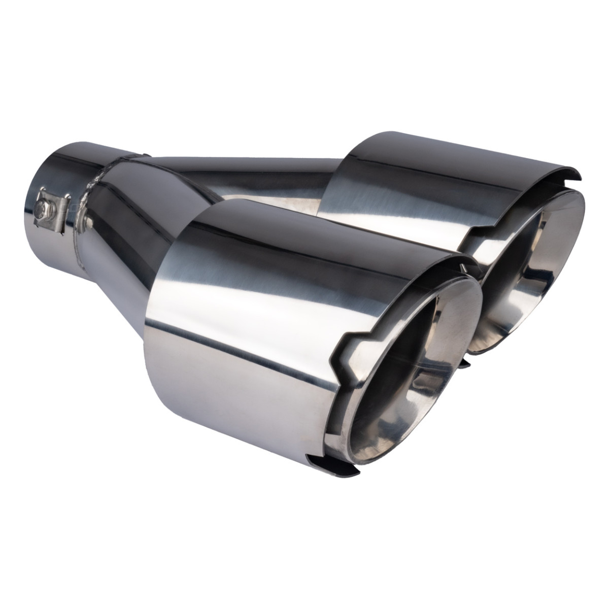 Muffler tip, stainless steel, chrome-plated, double, right, AMiO‑04068