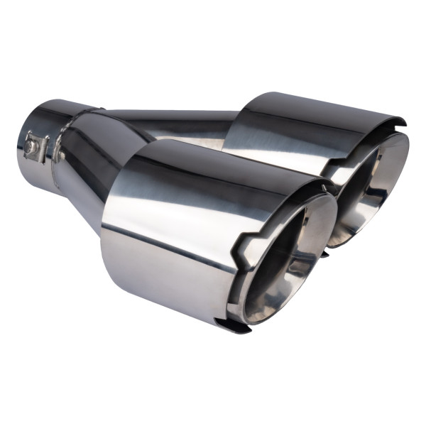 Muffler tip, stainless steel, chrome-plated, double, right, AMiO‑04068