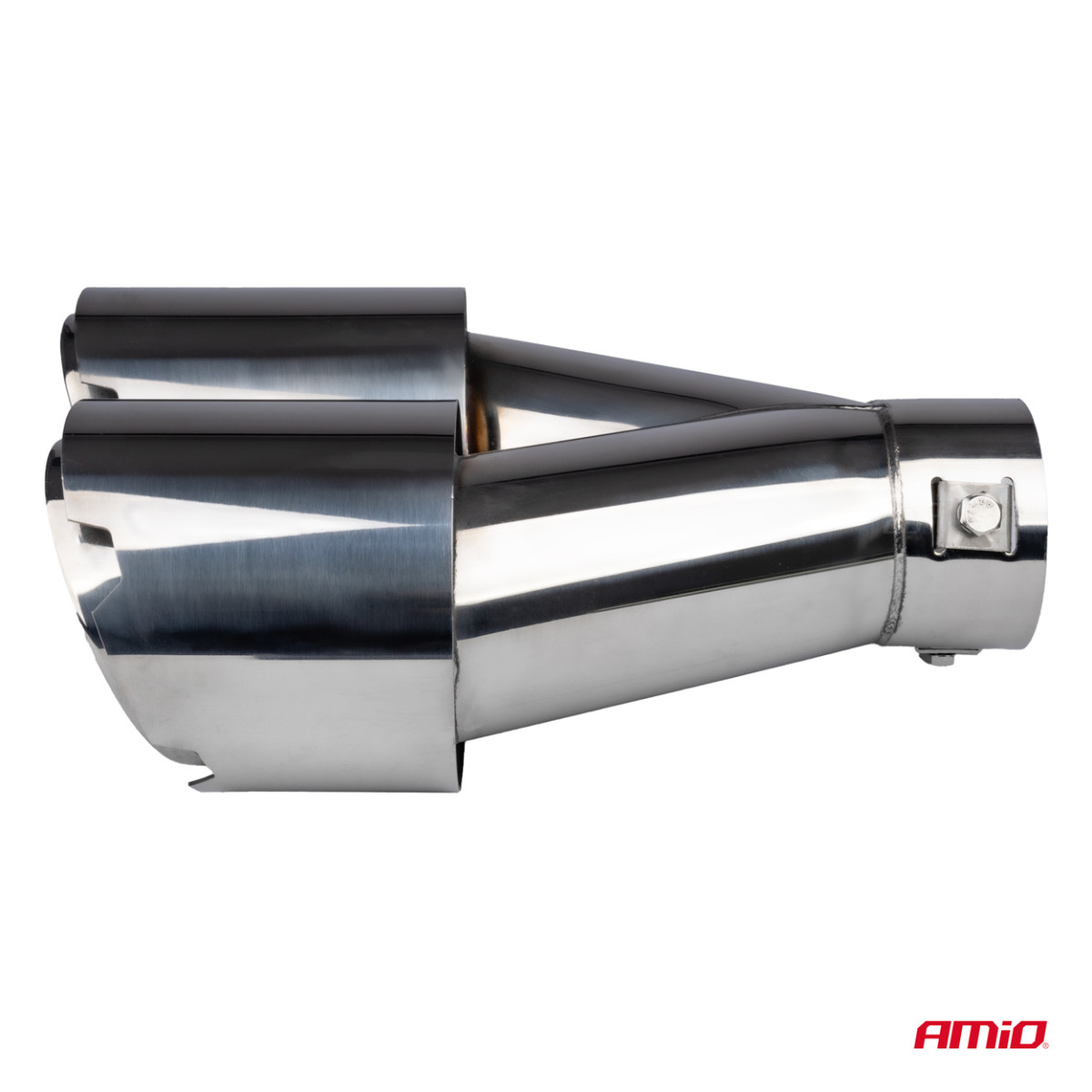 Muffler tip, stainless steel, chrome-plated, double, right, AMiO‑04068