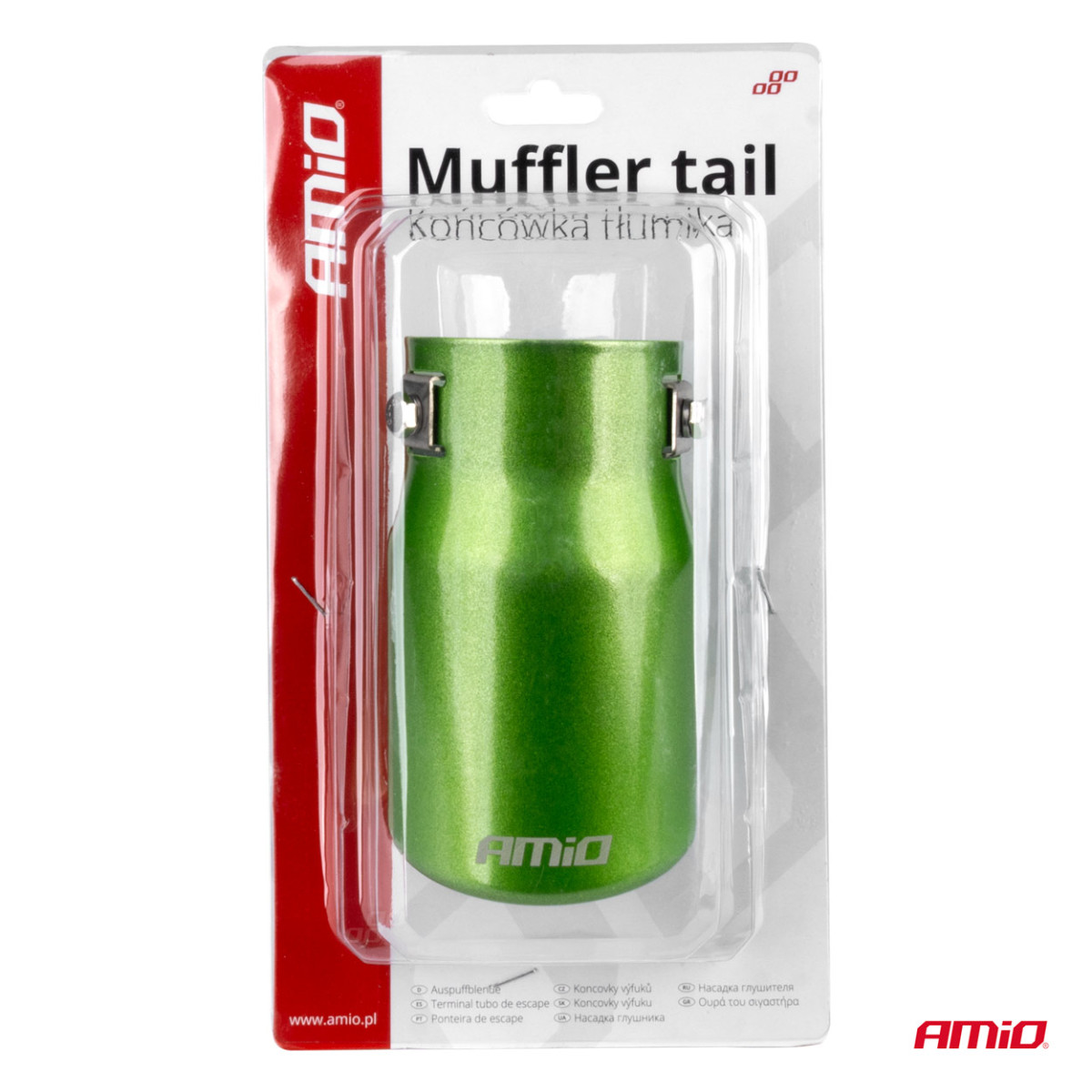 Muffler tip, stainless steel, green, AMiO-04071